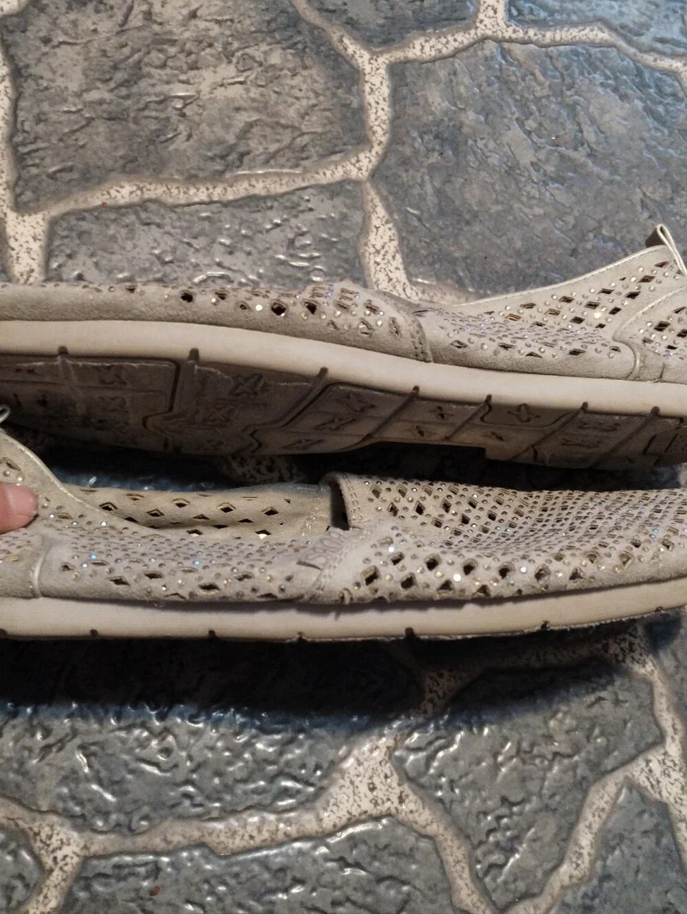 BOBS From Skechers women's tan/ silver espadrilles size 9